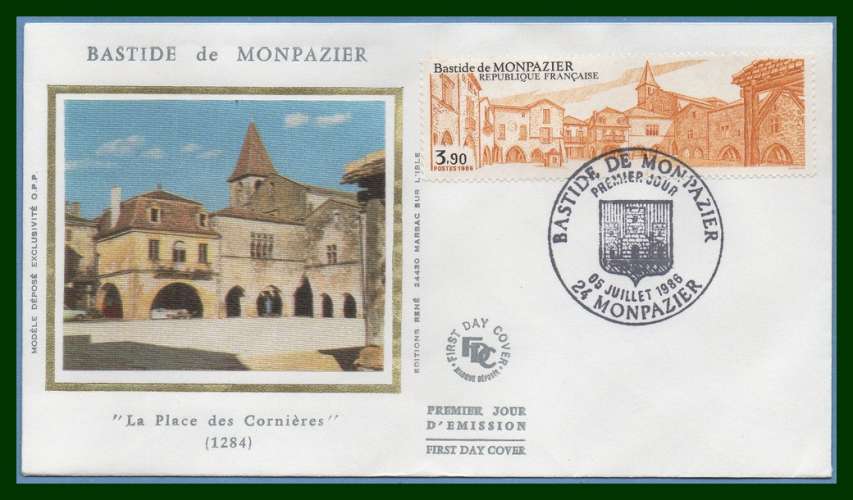 France FDC soie Monpazier 1986 N° 2405