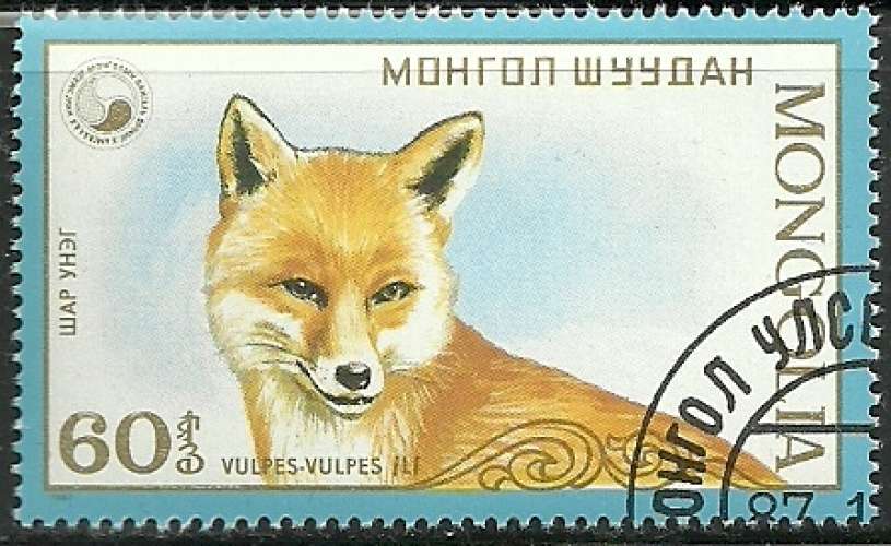 Mongolie - Mongolia 1987 - Renards - Fox - Y&T 1568 oblitéré
