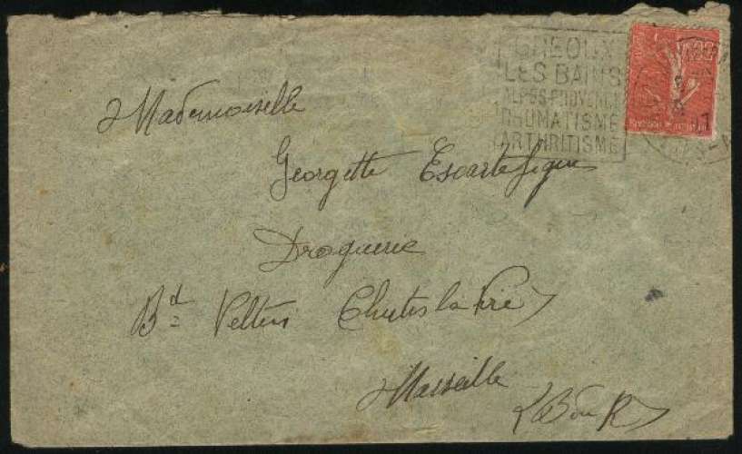 France Lettre de GREOUX Les BAINS 1927 (Daguin)