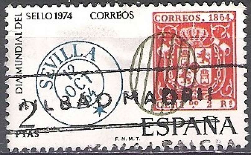  España 1974 Michel 2074 O Cote (2008) 0.20 Euro Journée du timbre timbre sur timbre