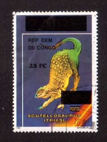 Congo (Kinshasa) 1996 Y&T  (o)  animaux préhistoriques scutellosaurus