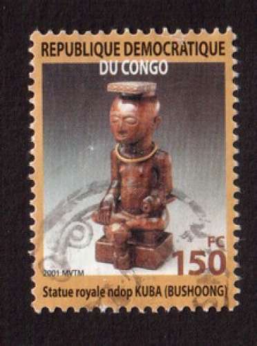 Congo (Kinshasa) 2001 Y&T  (o) wood carving art - masques -  statue royale ndop Kuba Bushoong