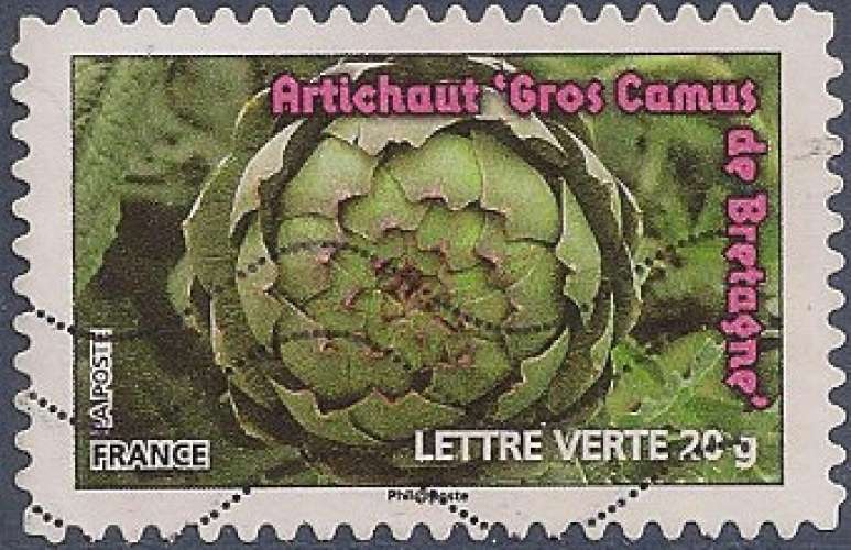 FRANCE 2012 : yt 748 Oblitéré/Used  # Légumes - Artichaut Gros Camis