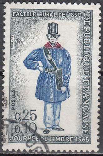  France 1968 Yvert 1549 O Cote (2012) 0.30 Euro Journée du timbre Facteur rural de 1830 Cachet rond