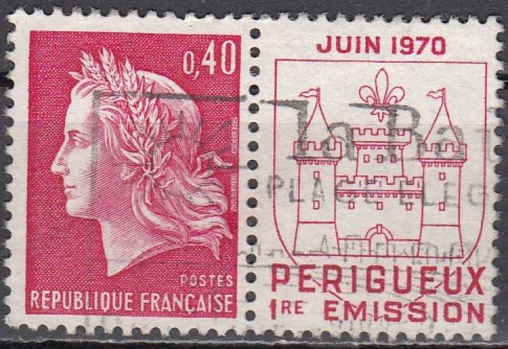 France 1970 Yvert 1643 O Cote (2015) 0.30 Euro Marianne de Cheffer Imprimerie Périgueux Cachet rond
