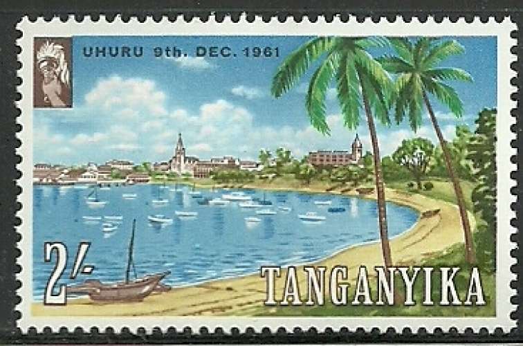 Tanganyiaka 1961 - Plage - Beach - Port - Dar es Salam - N° Y&T 48 neuf * avec trace de charnière