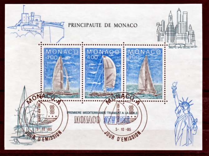 MONACO bf 32 transat  cachet rond oblitéré 1er jour  used cote 7.75