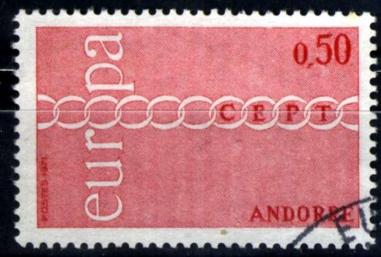ANDORRE FRANCAIS 1971 Y&T 212 (o) EUROPA