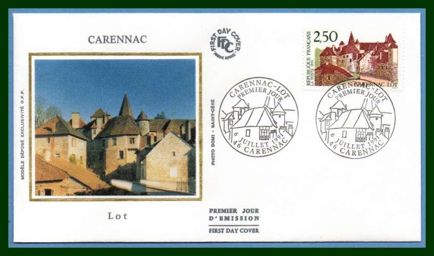 France FDC silk soie N° 2705 Carennac 1991 