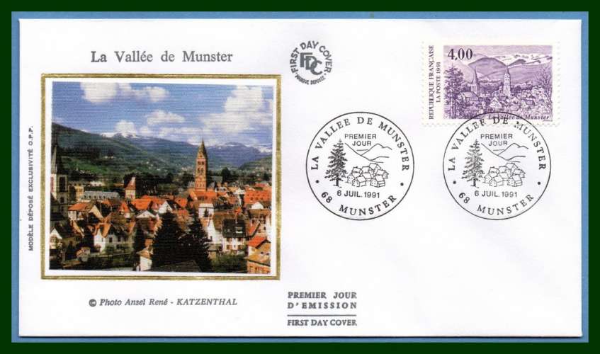 France FDC silk soie N° 2707 vallée de Munster 1991 