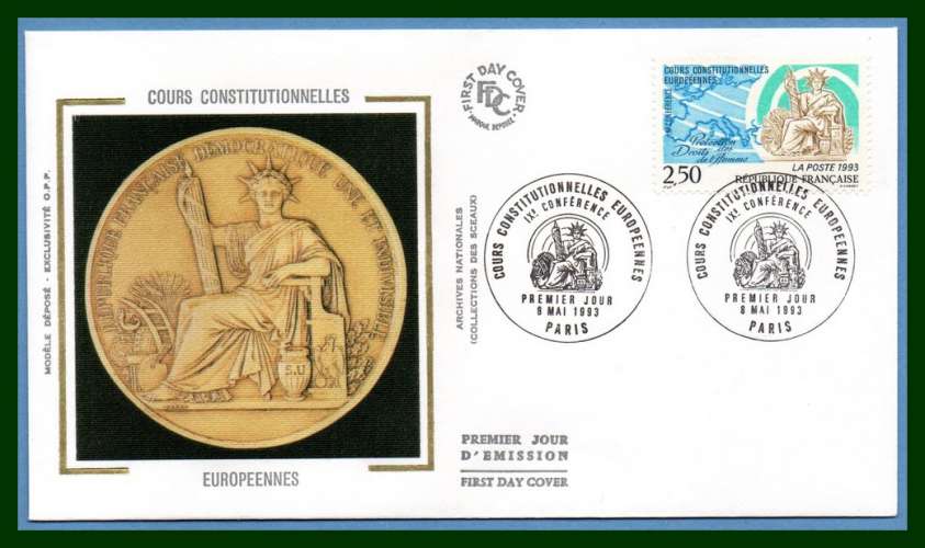 France FDC silk soie N° 2808 Cours Constitutionnelles 1993 