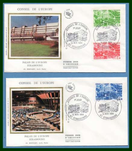 FDC silk soie Conseil de l' Europe Strasbourg 1984 N° S 82 /4 complet