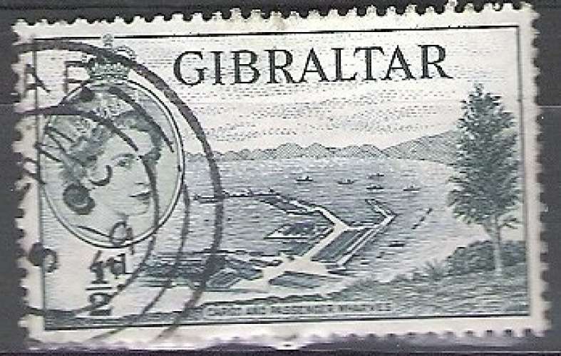 Gibraltar 1953 Michel 134 O Cote (2008) 0.30 € Port de Gibraltar Cachet rond