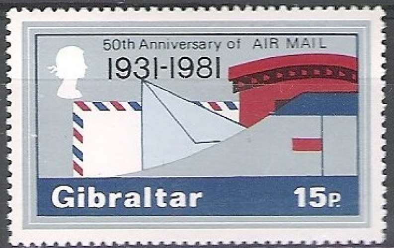 Gibraltar 1981 Michel 427 Neuf ** Cote (2008) 0.50 € 50 Ans Poste Aérienne