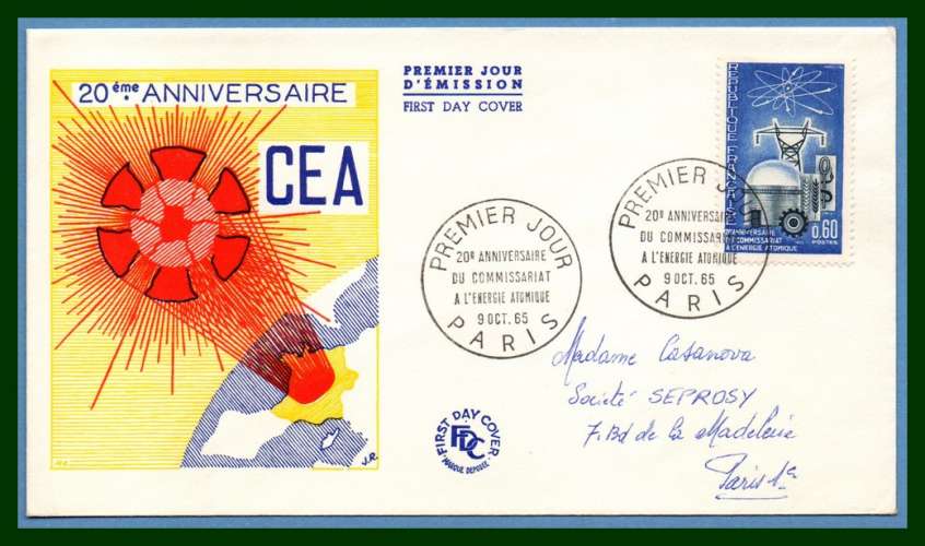 FDC  Energie atomique 1965 N° 1462 voyagée 