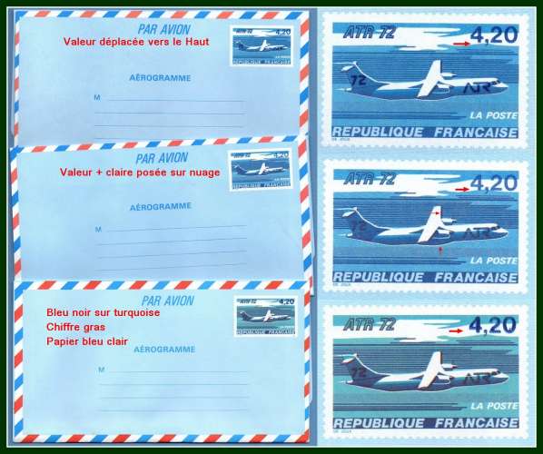 France Aérogramme N° 1018 AER ** Variétés à voir ! avion 1990