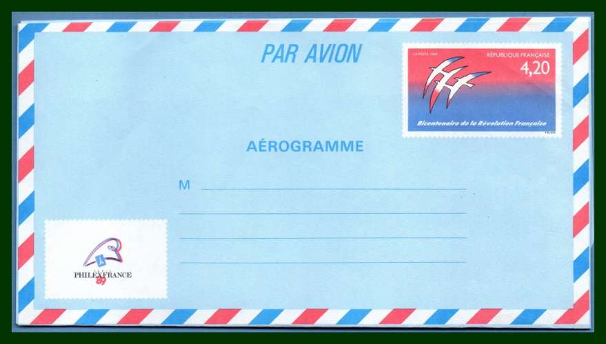 France Aérogramme N° 1017 AER  ** 1989 Révolution Française Folon