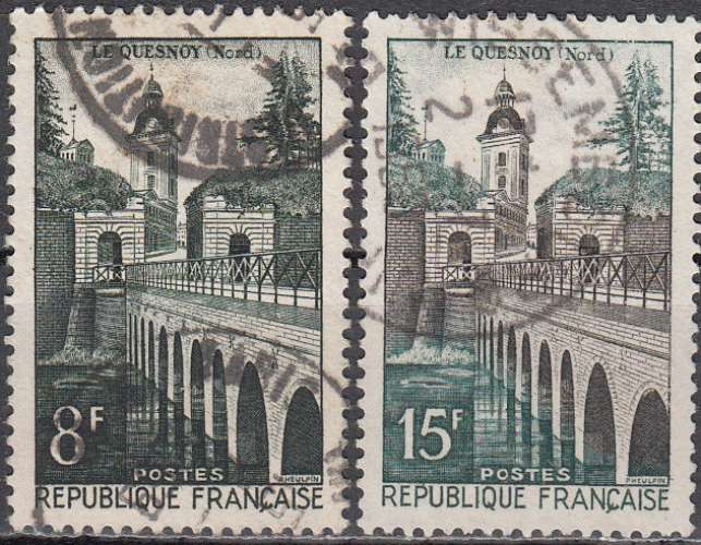  France 1957 Yvert 1105 - 1106 O Cote (2012) 0.30 Euro Le Quesnoy Cachet rond