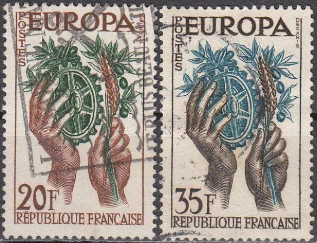 France 1957 Michel 1157 - 1158 O Cote (2008) 2.00 € Europa CEPT Cachet rond  