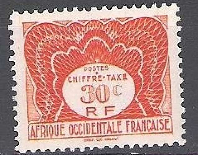  Afrique Occidentale Française 1947 Michel Taxe 2 Neuf ** Cote (2001) 0.50 Euro Petit chiffre