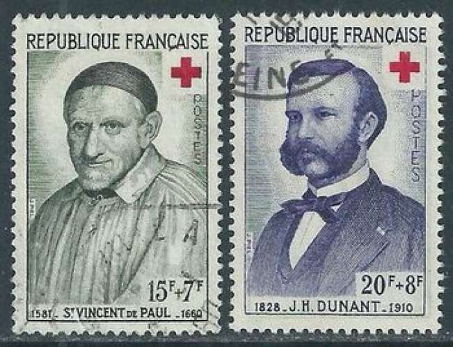 FRANCE 1958 Y&T 1187 / 1188 oblitérés - Au profit de la Croix-Rouge