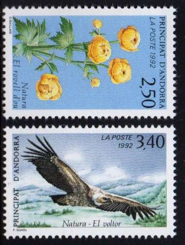 Andorre N° 420 /1 ** protection nature fleur vautour rapace