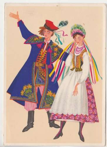 cpsm  Pologne  Costumes folklorique de la région de Cracovie