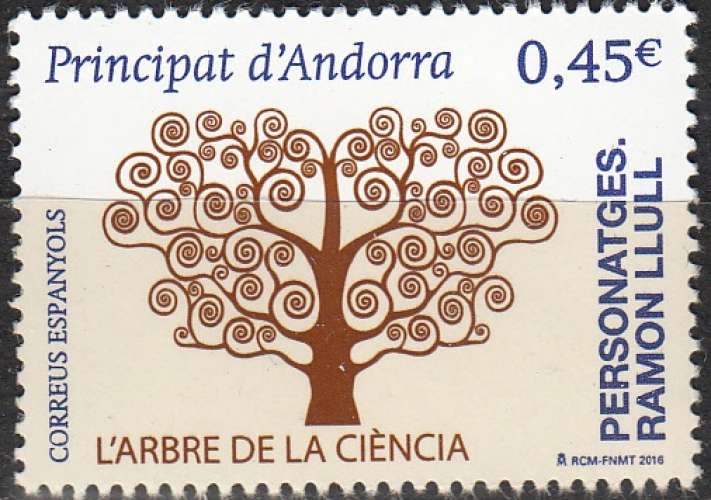Andorra Español 2016 L'arbre de science Ramon Llull Neuf ** 