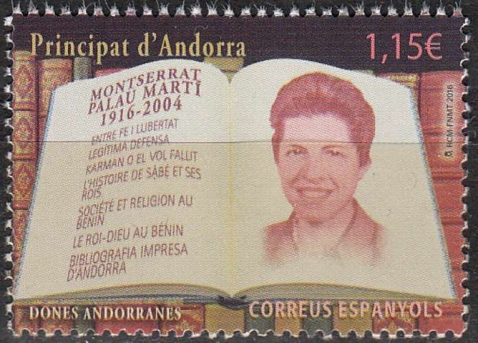 Andorra Español 2016 Montserrat Palau Marti Neuf ** 