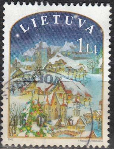 Lietuva 2003 Michel 830 O Cote (2013) 1.00 Euro Noël Paysage d'hiver Cachet rond