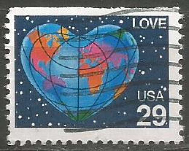 Etats-Unis - Y&T 1938_a - Love - Globe en forme de coeur