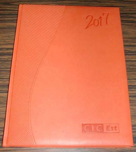 Agenda 2017 Diary Banque CIC Est couverture type cuir orange très belle finition