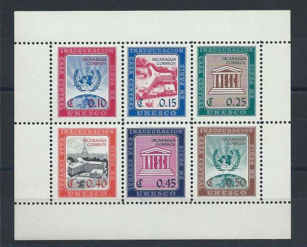 Nicaragua Bloc N° 89** (MNH) 1958 - Palais de l'UNESCO à Paris