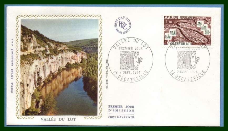 FDC silk soie Vallée du Lot 1974 N° 1807