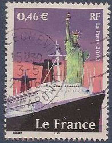 FRANCE 2002 : yt 3473 Oblitéré/Used # Paquebot Le France - Statue de la Liberté