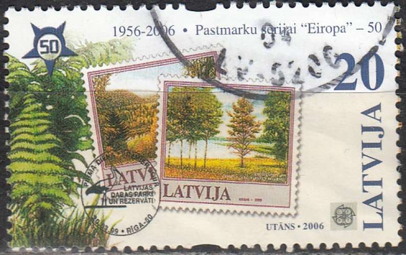 Latvija 2006 Michel 655 O Cote (2013) 0.80 Euro 50 Ans Europa CEPT Timbres sur timbres Cachet rond