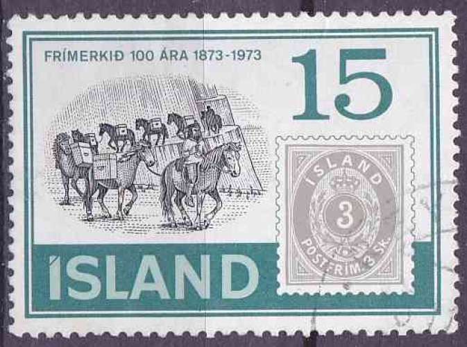 ISLANDE 1973 OBLITERE N° 427 Centenaire du premier timbre islandais