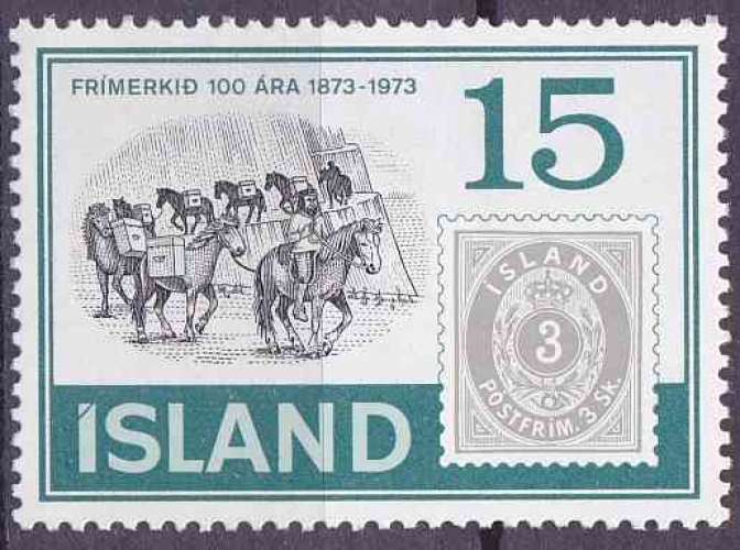 ISLANDE 1973 OBLITERE N° 427 Centenaire du premier timbre islandais