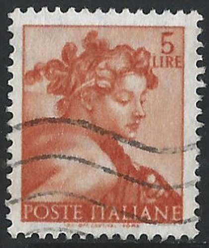 Italie - 1961 - Y & T n° 827 - Œuvres de Michel-Ange - Têtes d'athlètes - O. (2)