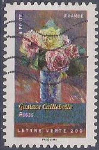 FRANCE 2015 : yt 1129 Oblitéré/Used # Bouquets Fleurs - Gustave Caillebotte Roses