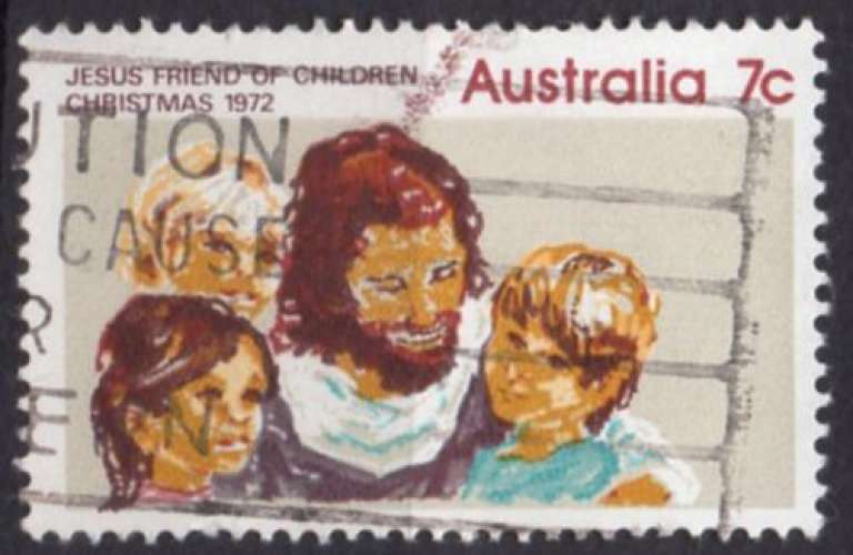 9116 - Y&T n° 484 - oblitéré - Noël - Jésus l'ami des enfants par W Tamlyn - 1972 - Australie