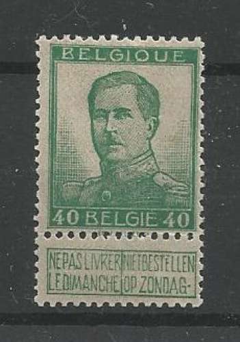 Belgique - 1912 - Albert 1 er - Tp n°121 - Neuf **