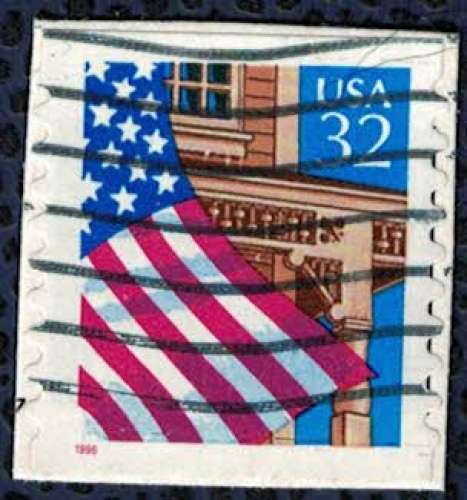 Etats Unis 1997 Oblitéré Used Drapeau devant le porche sur fragment SU