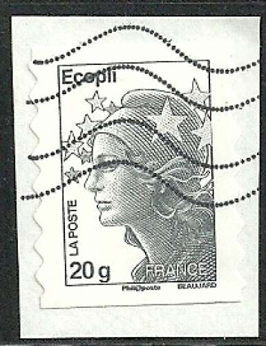 France 2011 - Marianne de Beaujard - Écopli 20 gr - Autoadhésif 591a ( 4565 ) oblitéré .