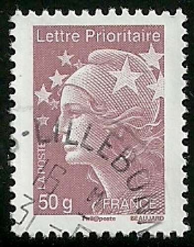 France 2011 - Marianne de Beaujard - Lettre prioritaire 50 gr - 4569 oblitéré .