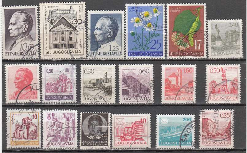 Yougoslavie   lot de 18 timbres oblitérés  