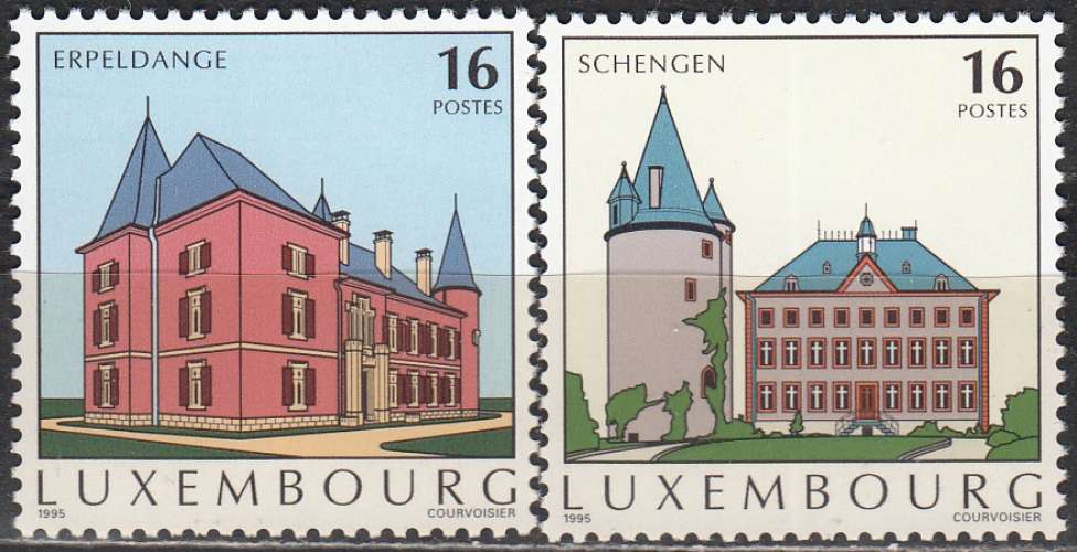  Luxembourg 1995 Michel 1375 - 1376 Neuf ** Cote (2008) 2.00 Euro Erpeldange / Schengen