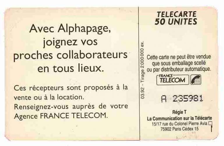 France F255A  Alphapage 50U-SO3 1992