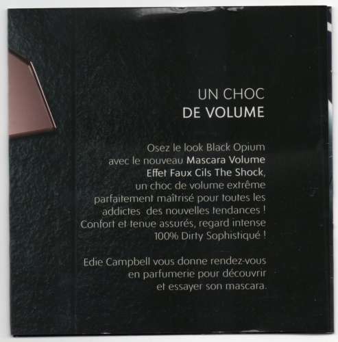 E276 - Echantillon Black Opium Yves Saint Laurent - 3 volets - Jamais utilisé - 12X12 cm replié