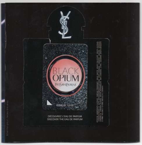 E224 - Double échantillon Black Opium YSL homme et femme - 3 volets -Jamais utilisé- 12X12 cm replié